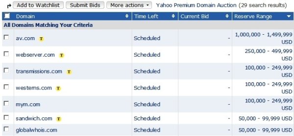 Yahoo Auction Sedo