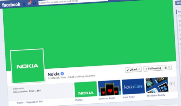 Nokia_Facebook_page_in_green