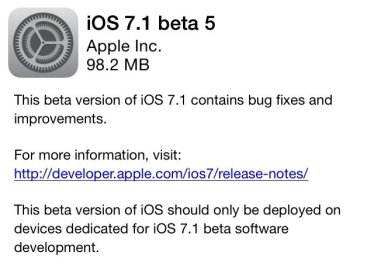Apple ปล่อย iOS 7.1 Beta 5 แล้ว