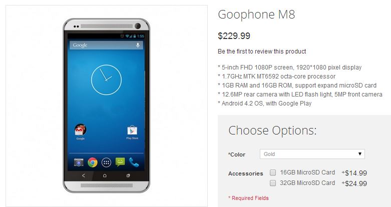 แสบทรวง! Goophone เปิดตัวมือถือก็อป HTC M8 วางขายแล้ว