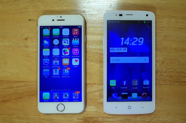 เปรียบเทียบขนาดกับ iPhone 6 ที่เห็นได้ชัดกว่าจอใหญ่กว่า