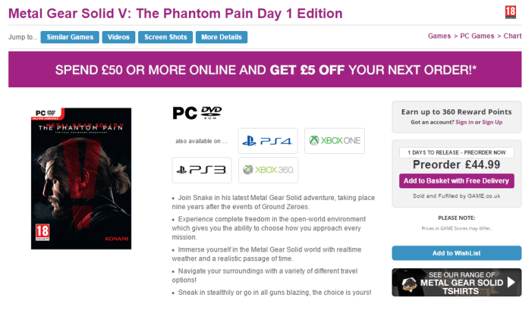 Mgs5 Codec ถรุ้ยย แผ่น Metal Gear Solid 5 เวอร์ชั่น PC ไม่มีตัวเกม มีแต่ Steam ให้ ...