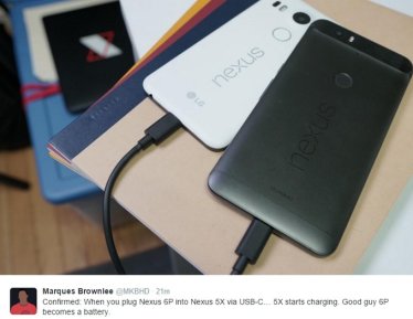 เผย Nexus 6P เป็น Power Bank ชาร์จแบตให้ Nexus 5X ผ่าน USB Type-C ได้