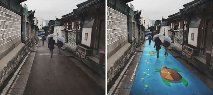 สดใสเมื่อฝนมา!! ถนนสุดเก๋ จะมี “ภาพวาด” สีสันสวยงามปรากฏขึ้นเมื่อ “ฝนตก”!!
