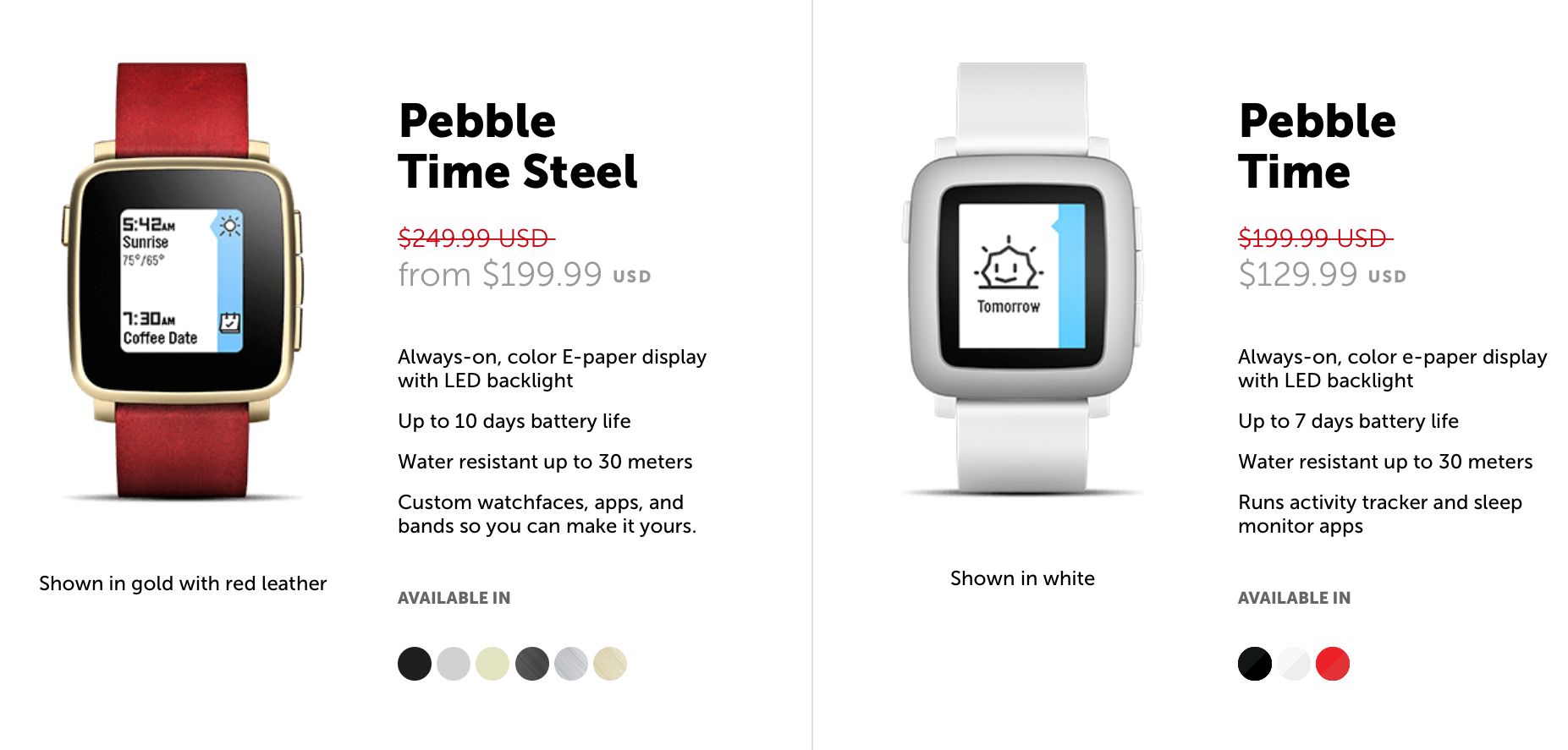 Pebble ลดราคาสูงสุด 35% – Pebble Time เหลือ $129