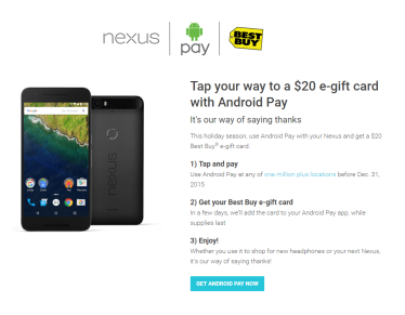 Google จัดแคมเปญใช้ Android Pay เอาไปเลย 20 ดอล