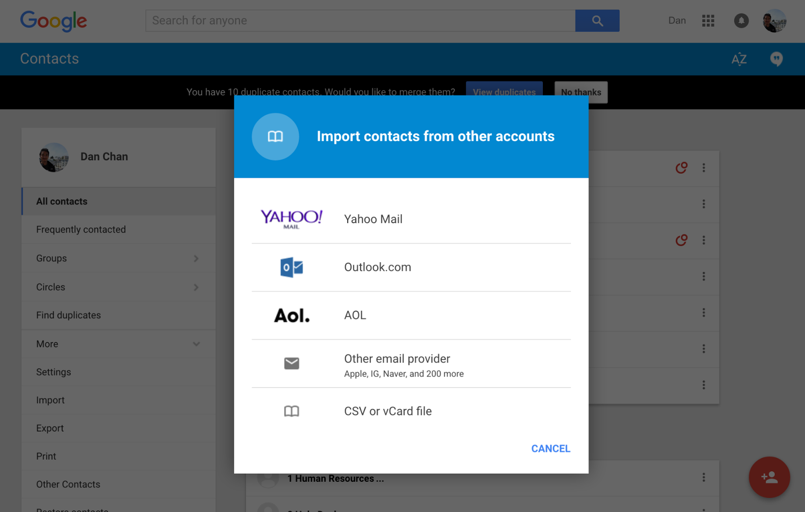 Import Contacts powered by ShuttleCloud