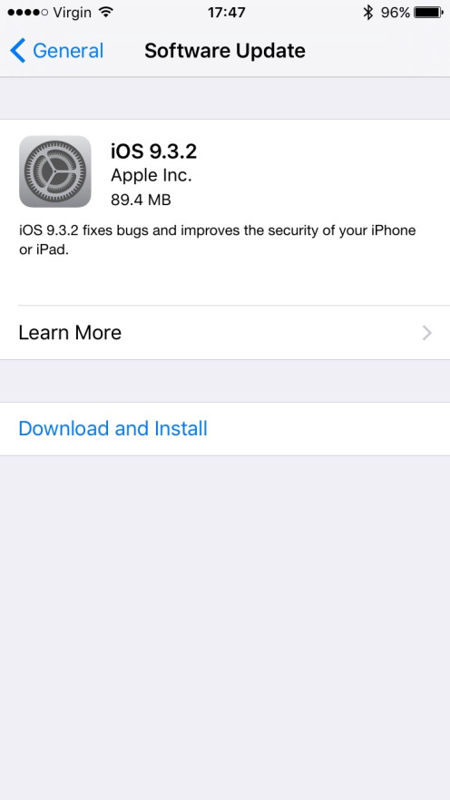 ios 9.3.2 size