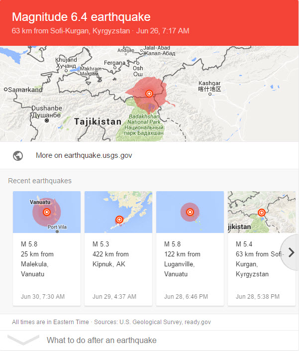 Earthquake Card