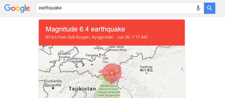 ช่วยเหลือชาวโลก! Google แสดงการ์ดแผ่นดินไหวในหน้าค้นหาด้วย