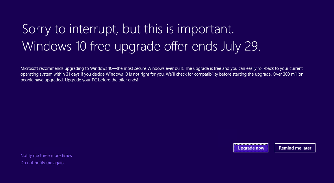 Final Call! Microsoft ส่งสัญญาณแจ้งเตือนอัป Windows 10 คราวนี้มาแบบ Full Screen