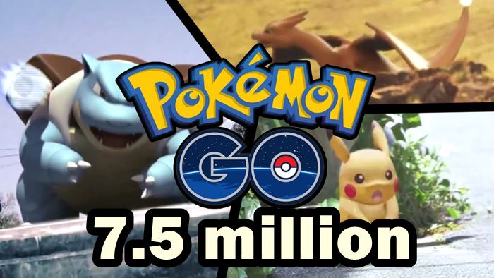 เกม Pokemon GO ยอดคนโหลดทะลุ 7.5 ล้านทำรายได้รวม 14 ล้านเหรียญ