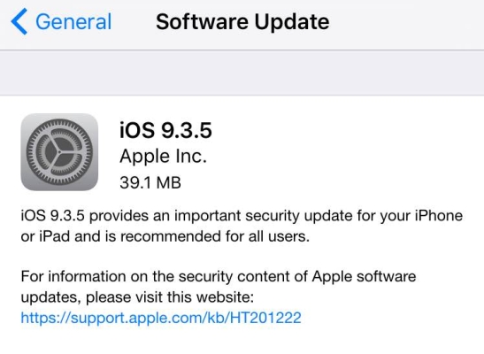 แนะนำผู้ใช้งานทุกคนอัปเดต iOS 9.3.5 ป้องกันมัลแวร์ Pegasus เข้าถึงข้อมูลในเครื่อง!