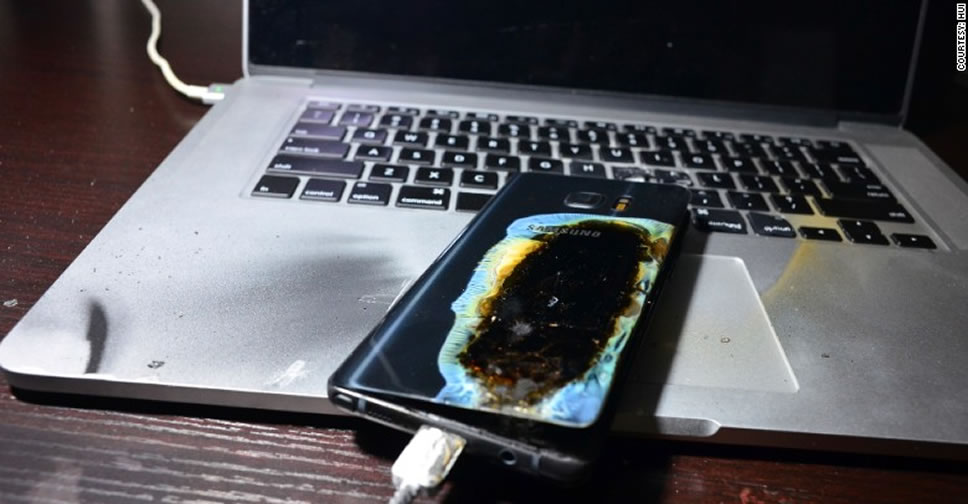 Galaxy Note 7 ล็อตแก้ปัญหาแบตเตอรี่ระเบิดคา MacBook พร้อมหลักฐานเต็มตา