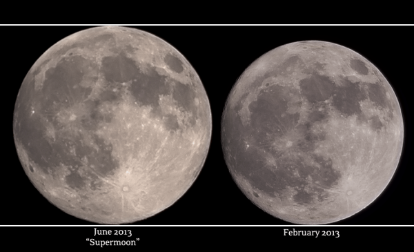 ตัวอย่างปรากฎการณ์ซูเปอร์มูนที่เกิดขึ้นในปี 2013