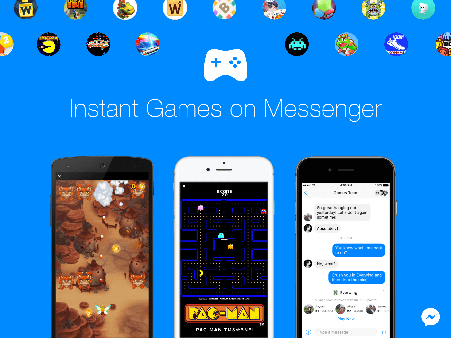 Facebook Messenger เพิ่มเกมใหม่ Pac-Man และเกมอื่นๆ อีก 17 เกมให้เล่น