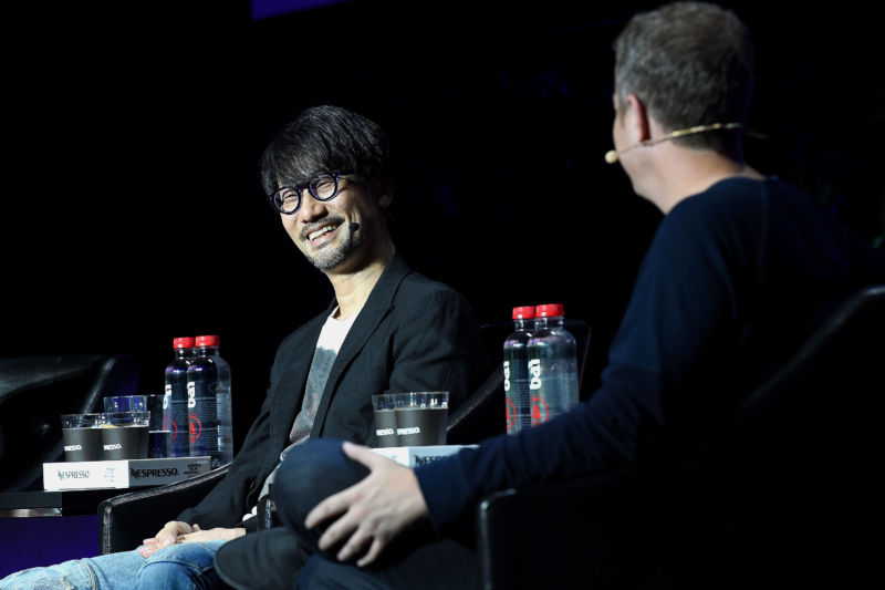 NEW YORK, NY - APRIL 29:  Video game designer Hideo Kojima (L) speaks at the Tribeca Games Festival during Tribeca Film Festival at Spring Studios on April 29, 2017 in New York City.  (Photo by Ben Gabbe/Getty Images for Tribeca Film Festival)