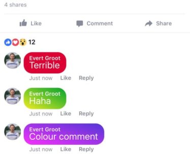 ให้มันเป็นสีจมปูวว์! facebook กำลังทดสอบเมนต์แบบมีสี