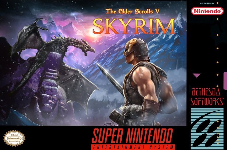 ชมภาพหน้าปกเกม Skyrim บน Super Famicom พร้อมเปิดความจุเกม Skyrin บน Nintendo Switch