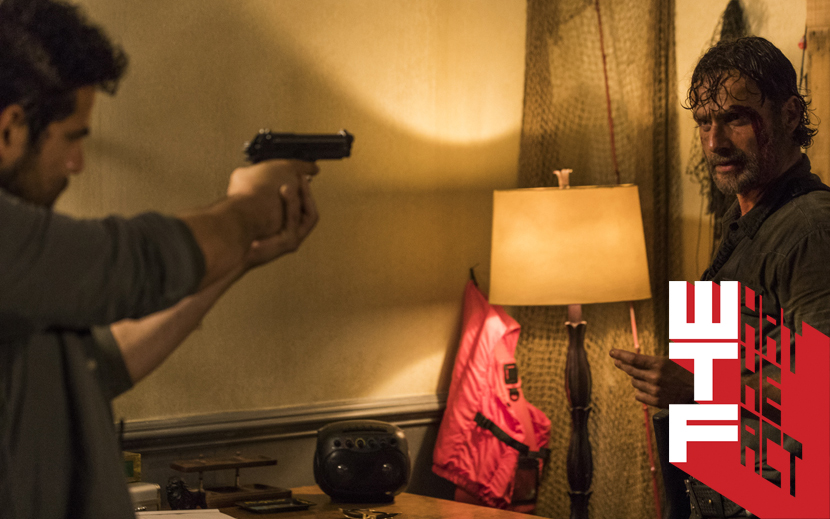 Andrew Lincoln as Rick Grimes, Juan Gabriel Pareja as Morales - The Walking Dead _ Season 8, Episode 2 - Photo Credit: Jackson Lee Davis/AMC