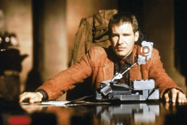 1982 --- Harrison Ford on the set of "Blade Runner", directed by Ridley Scott. --- Image by © Sunset Boulevard/Corbis