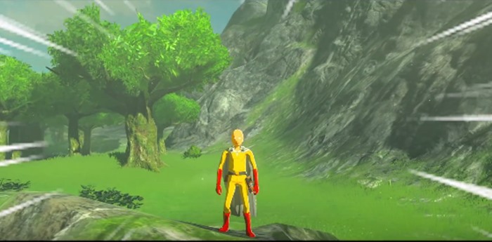 One Punch Man โผล่ในเกม Zelda: Breath of the Wild ที่อัดหมัดเดียวจอดเหมือนในการ์ตูน