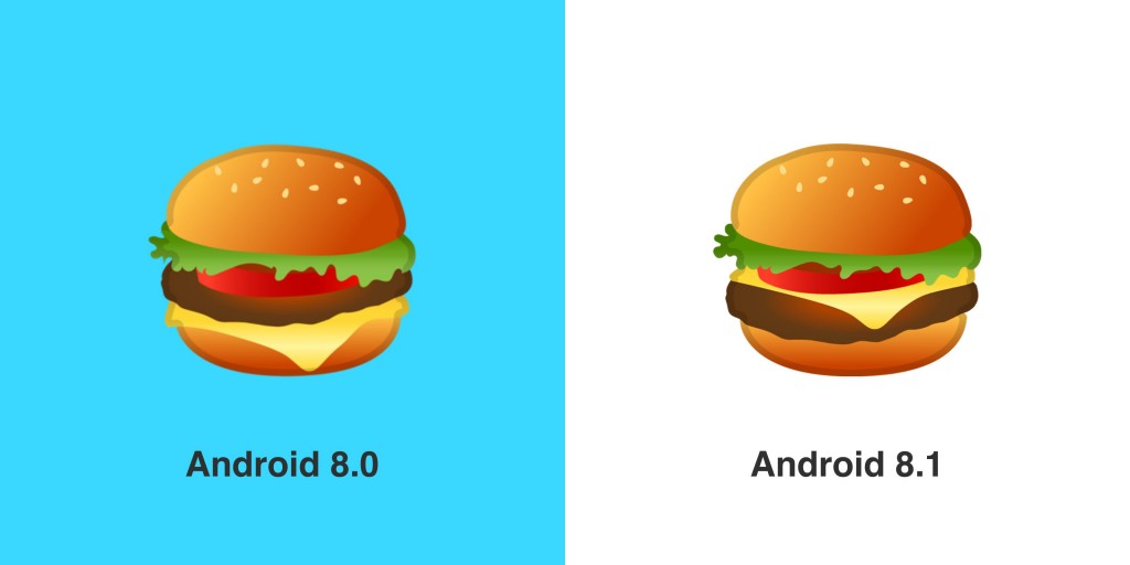 Android 8.1 แก้ปัญหาตำแหน่งชีสในแฮมเบอร์เกอร์และอีโมจิอื่นๆ ด้วย