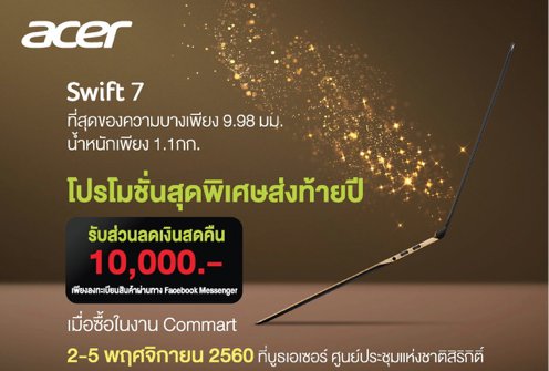 Acer จัดโปรส่งท้ายปี ยกขบวนสินค้าใหม่ ดีไซน์คูล สเปคโดนใจ ในงาน Commart Work 2017