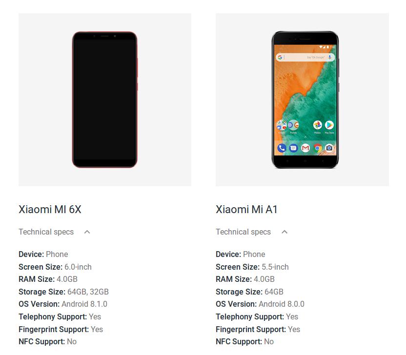 Mi 6X ถูกเผยสเปกบน Android.com ก่อนเปิดตัว