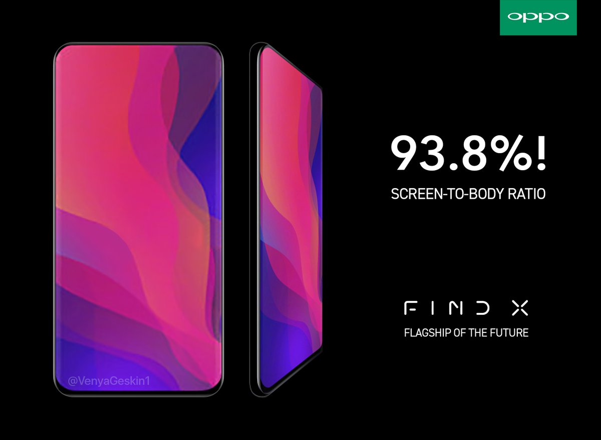 OPPO Find X มาพร้อมหน้าจอแสดงผลมากสุดถึง 93.8% เมื่อเทียบกับบอดี้เครื่อง