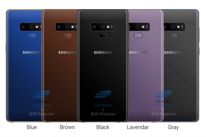 Samsung Galaxy Note 9 อาจมีให้เลือกมากถึง 5 สี ด้วยกัน