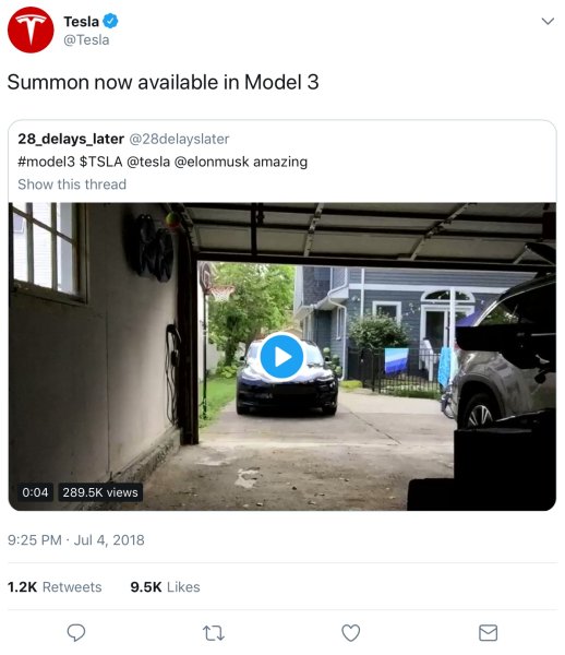 Tesla Model 3 - Summon 