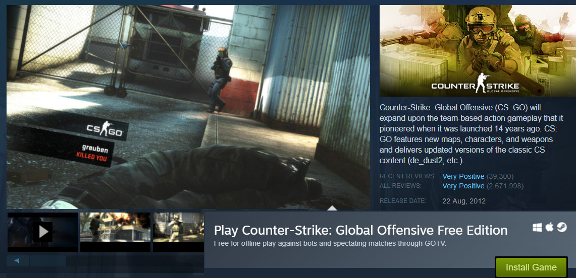 Valve  ใจดี แจกฟรีเกม Counter Strike: Global Offensive แต่… เล่นกับเพื่อนไม่ได้??