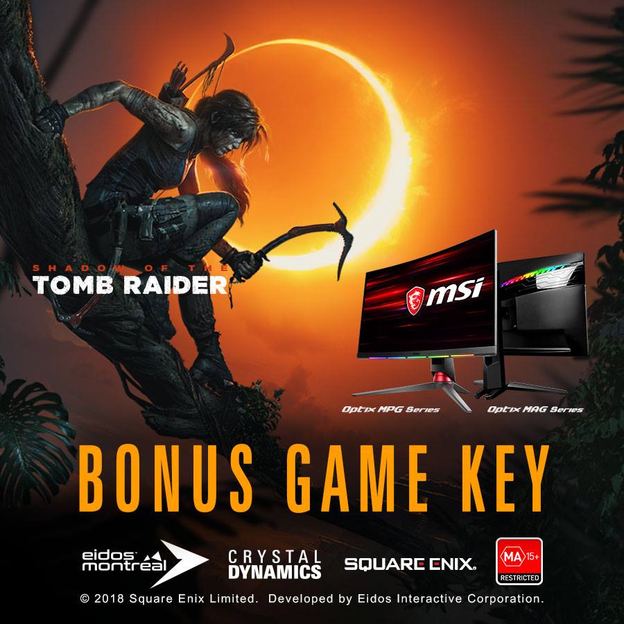 MSI จัดให้! เพียงซื้อเกมมิ่งมอนิเตอร์รุ่นที่ร่วมรายการรับฟรีทันที Shadow of the Tomb Raider