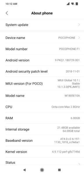 Pocophone F1 Android Pie