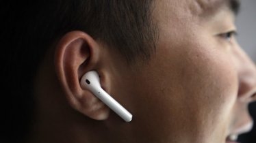The new Apple AirPods are demonstrated during an event to announce new products on Wednesday, Sept. 7, 2016, in San Francisco. (AP Photo/Marcio Jose Sanchez)