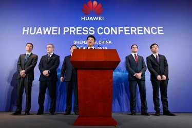 Huawei's rotating chairman Guo Ping speaks during a press conference in Shenzhen, China's Guangdong province on March 7, 2019. - Chinese telecom giant Huawei said on March 7 it was suing the United States for barring government agencies from buying the telecom company's equipment and services. (Photo by WANG ZHAO / AFP)