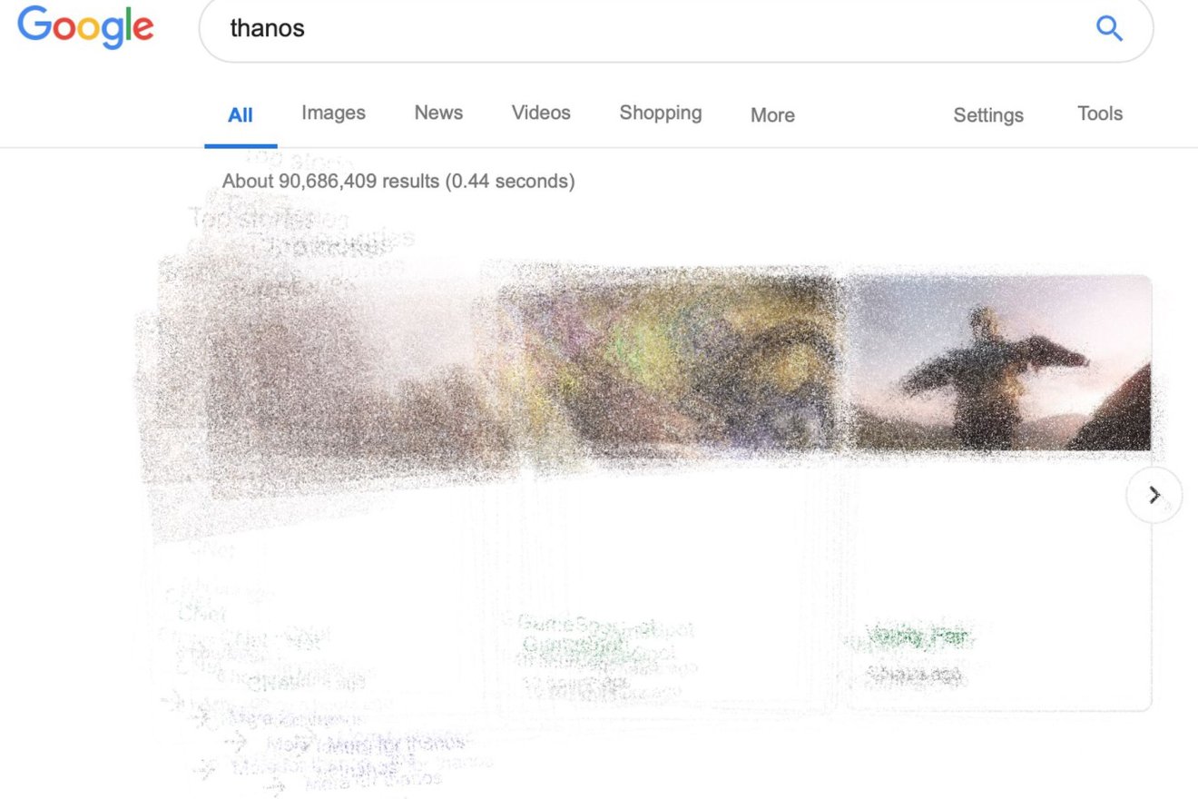 ฟีเวอร์สุดๆ เพียงกดถุงมือ Thanos ใน Google ข้อมูลค้นหาจะหายไปเกินครึ่ง!