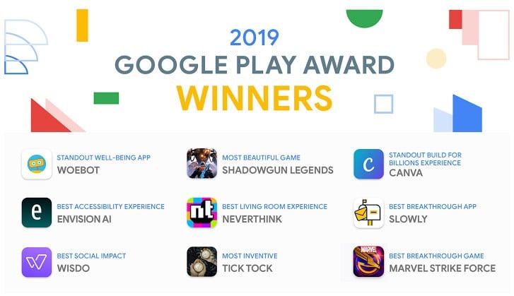 Google เผยรายชื่อแอปและเกมที่ชนะรางวัล Google Play Awards 2019