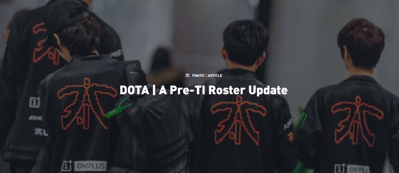 ทีม Fnatic เปลี่ยน Roster ใหม่รับ TI9 ดัน “Jabz” เป็น Carry แทน “MP”