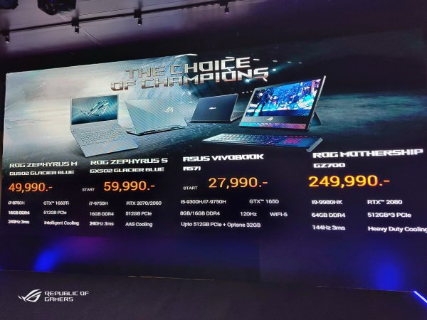 สรุปราคา ASUS ROG Gaming Notebook