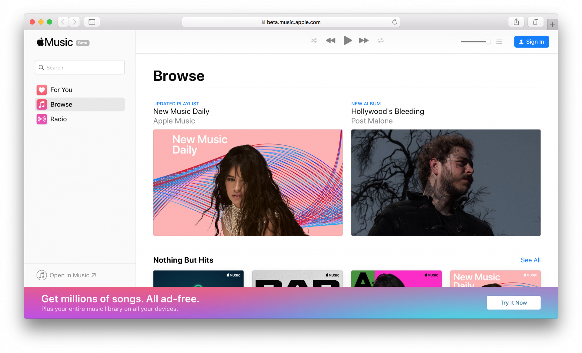 Apple Music beta web