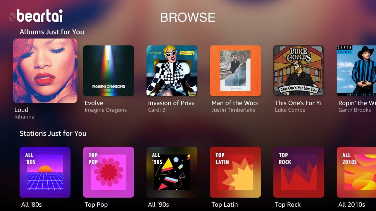 แอป Amazon Music ใช้งานสำหรับ Apple TV