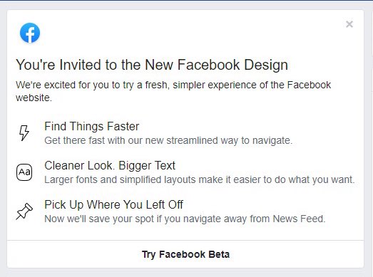 Facebook Redesign Invitation