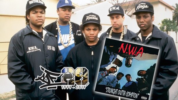 วง N.W.A ตัวจริงที่มีนักแสดงอย่าง Ice Cube อยู่ในวงด้วย (คนซ้ายสุด)
