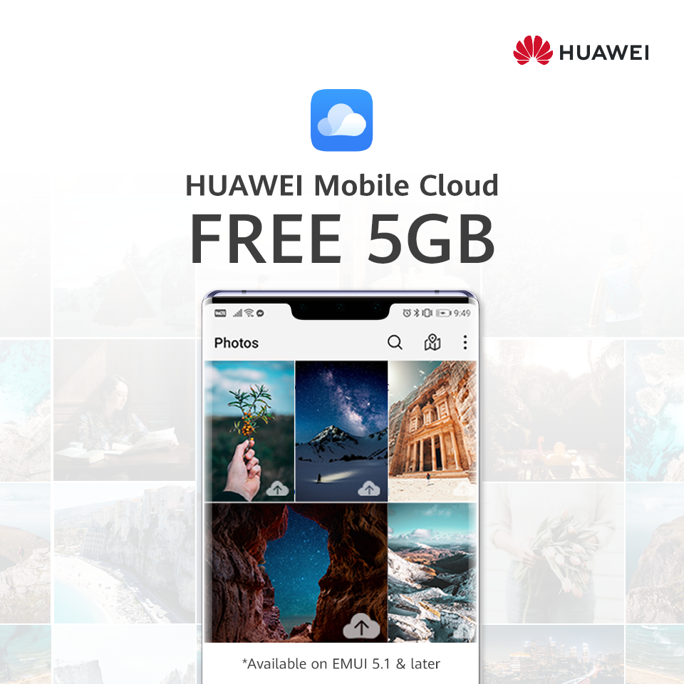 ผู้ใช้ HUAWEI สามารถใช้งาน HUAWEI Mobile Cloud ฟรี 5GB ได้แล้ววันนี้! และอัปเกรดเพิ่มเป็น 50GB ในราคาเพียง 1 บาท!