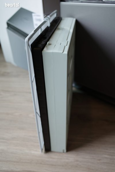 ฟิลเตอร์ Samsung Cube AX9500 ซ้อนกัน 3 ชั้นแบบนี้ ตัวที่หนาสุดคือ HEPA Filter