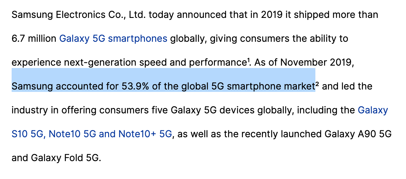 samsung 5g market