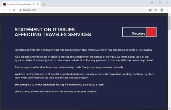 แถลงการณ์ใน travelex.com
