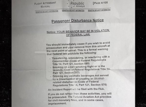 ‘Passenger Disturbance Notice’
